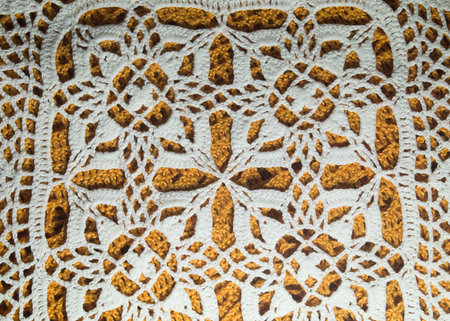 Handmade knitting wool texture background closeup needlework