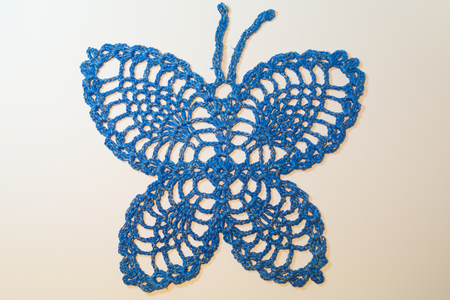 Handmade knitting wool texture background closeup needleworkの写真素材