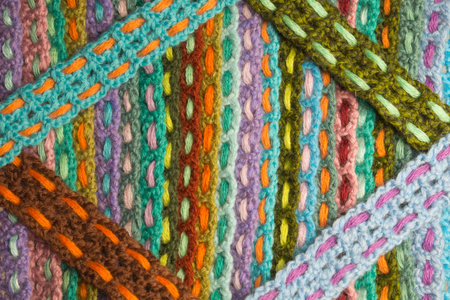 Handmade knitting wool texture background closeup needlework