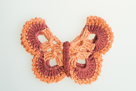 Handmade knitting wool texture background closeup needleworkの写真素材