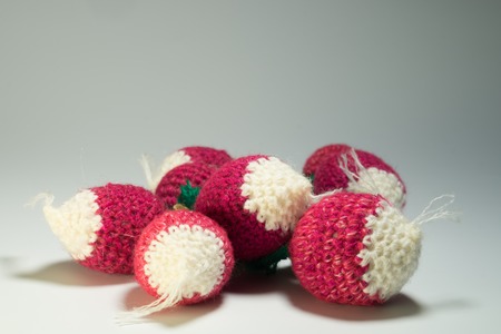 Handmade knitting wool texture background closeup needlework. handmade background. healthy food conceptの写真素材