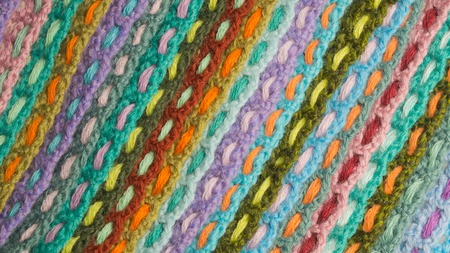 Handmade knitting wool texture background closeup needleworkの写真素材