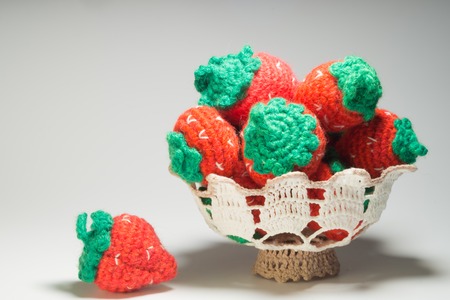 Handmade knitting wool texture background closeup needlework. healthy food conceptの写真素材