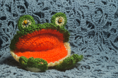 Handmade knitting wool texture background closeup needlework. handmade backgroundの写真素材