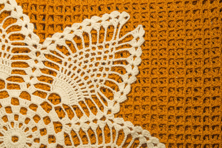 Handmade knitting wool texture background closeup needlework