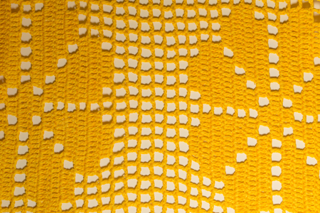Handmade knitting wool texture background closeup needleworkの写真素材