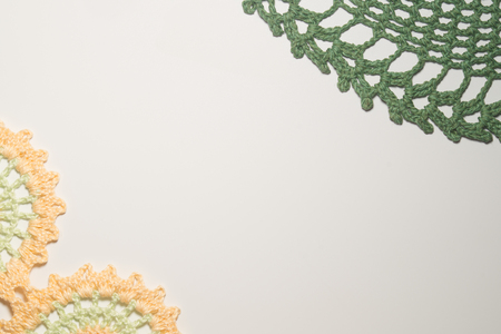 Handmade knitting wool texture background closeup needleworkの写真素材