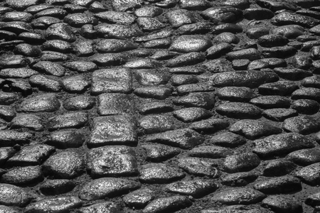 Stone road cobble texture backgroundの写真素材