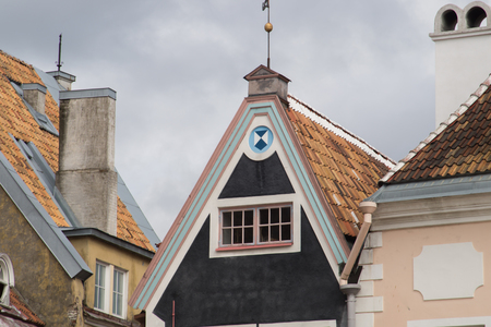 Houses in old town of Tallinn Estoniaの写真素材