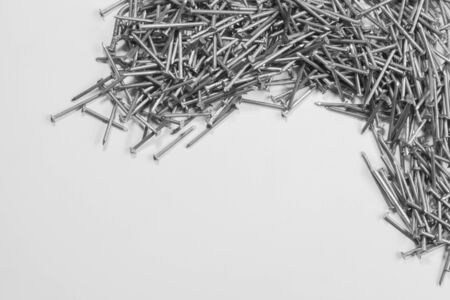 Metal nails isolated on white backgroundの写真素材