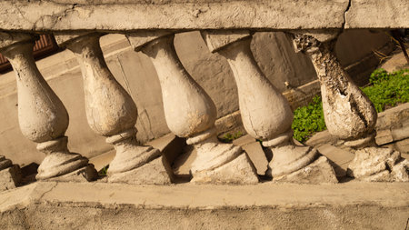 Stone balustrade. railing with antique pillars. classic architecture background