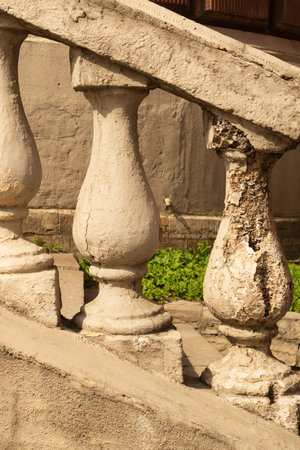 Stone balustrade. railing with antique pillars. classic architecture background