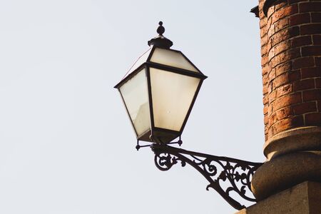 Vintage street lamp against the sky. Retro lantern. copy spaceの写真素材