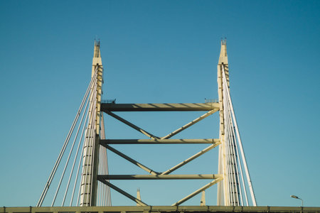 Detail of a bridge abstract background. view on the bridge part industrial background