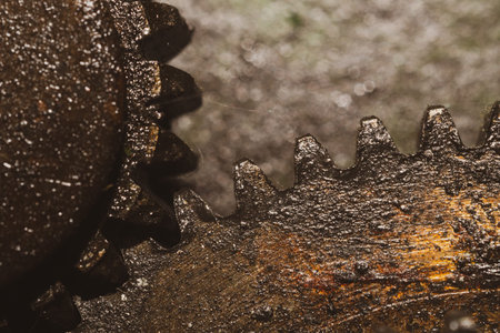 Gears of industrial machine. detail of mechanism. old cogwheels. mechanical parts of machinery