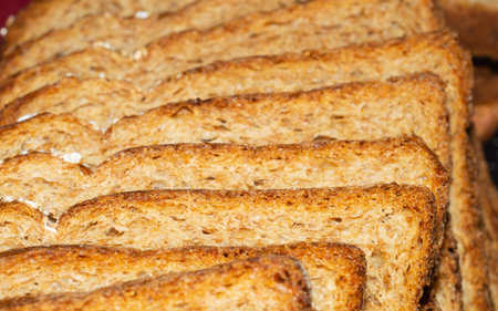 Sliced bread close up. baking background