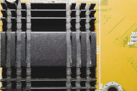 Computer radiator abstract macro background. processor cooling system. motherboard detailの写真素材