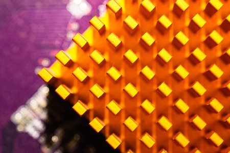 Computer radiator abstract macro background. processor cooling system. motherboard detailの写真素材
