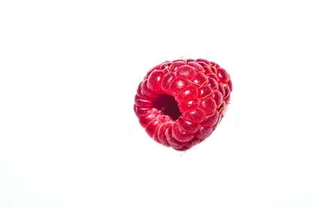Fresh raspberry isolated on white. ripe raspberries. red berry macro clip artの写真素材