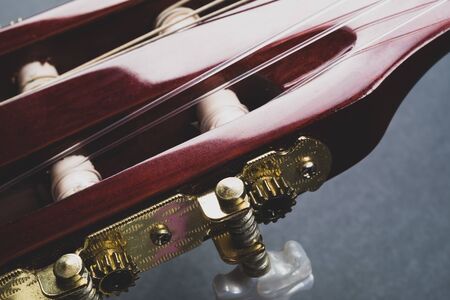 Guitar headstock close up. acoustic musical instrumentの写真素材