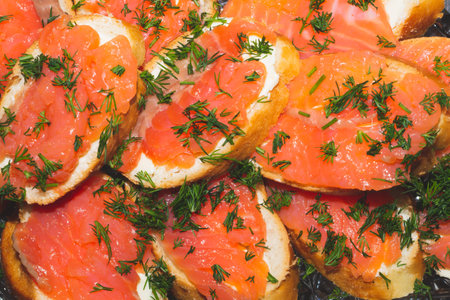Smoked salmon sandwich. red fish appetizer