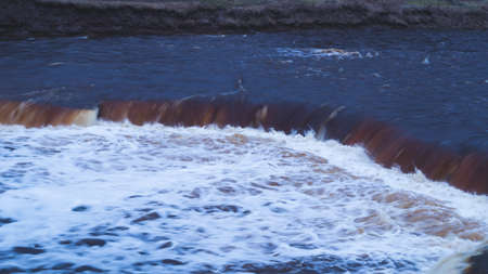 Wide waterfall background. river stream. water flowの写真素材