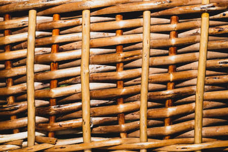 Weaving background. woven texture. wooden vine wicker straw basketの写真素材