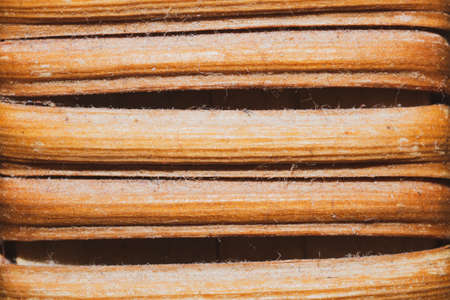 Wooden background. detail of wicker basket macro. rattan wood textureの写真素材