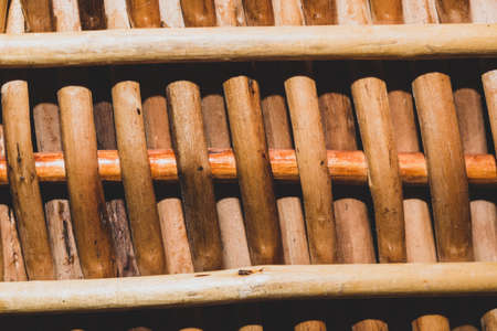 Weaving background. woven texture. wooden vine wicker straw basketの写真素材