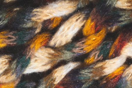 Colorful wool yarn. woolen fabric background. knitted textile close up