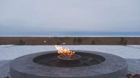 Eternal flame close up. symbol of victory in second world warの写真素材