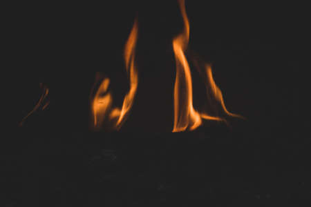 Burning wood in the fire. flame in the fireplaceの写真素材