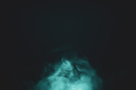 Smoke clouds in the dark abstract background. fog floating in airの写真素材