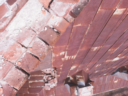 Old tile roof. abstract view from topの写真素材