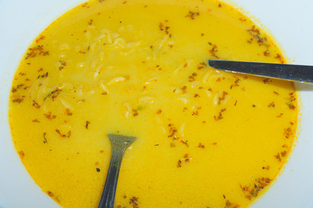 Ordinary cheese soup close upの写真素材