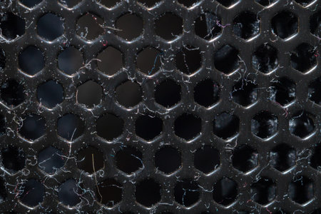 Dusty ventilation grid with round holes macroの写真素材
