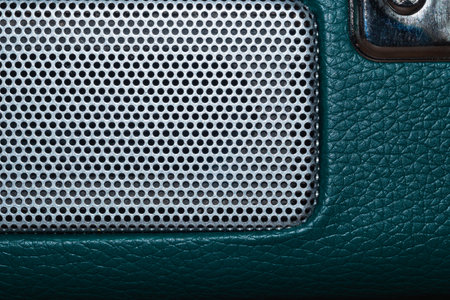 Grid of speaker with round holes. gray protective meshの写真素材