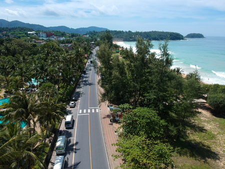 Beach road drone viewの写真素材