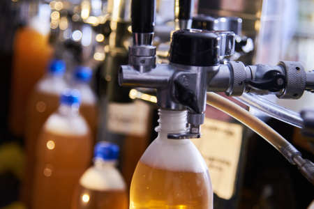 beer equipment close-up. Beer bar on international beer day. Brewing at home.Draught beer storesの写真素材