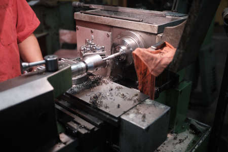 locksmith close-up in the shop. Equipment for locksmith productionの写真素材