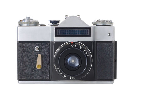 Ñlassic manual film camera on white background
