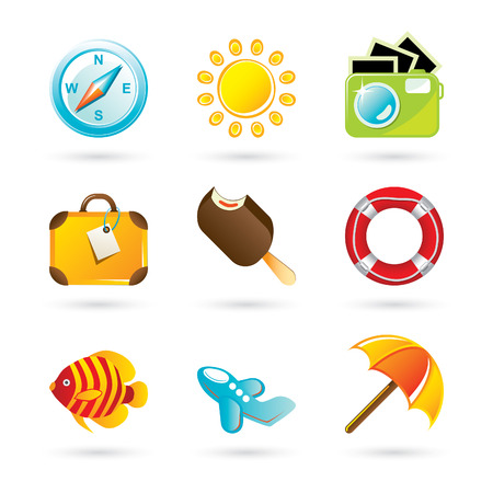 Travel Icons on White Backgroundのイラスト素材