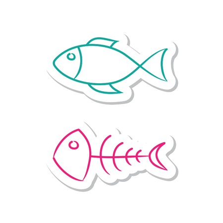 Fish Icons on White Backgroundのイラスト素材