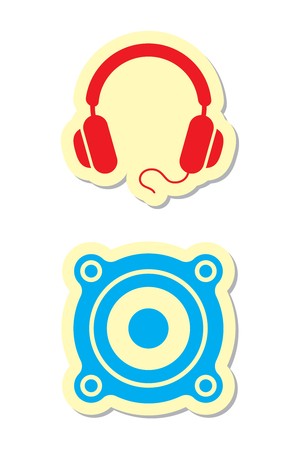 Headphones and Speaker Iconsのイラスト素材