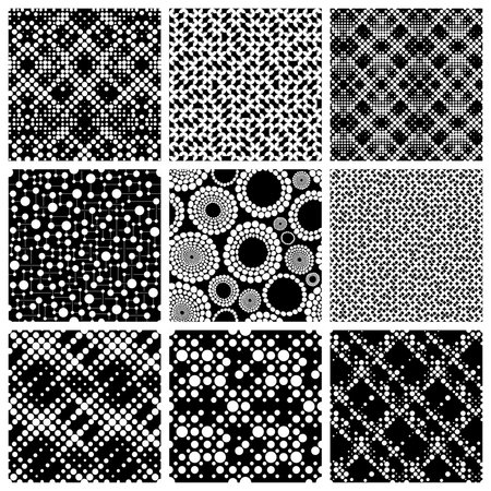Vector Seamless Monochrome Pattern Setのイラスト素材