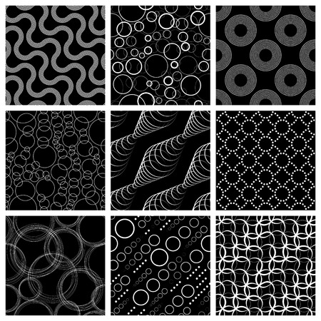 Vector Seamless Monochrome Pattern Setのイラスト素材