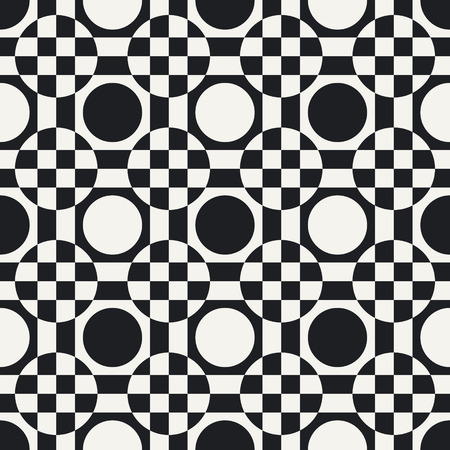 Abstract Circle and Square Pattern. Vector Seamless Monochrome Backgroundのイラスト素材
