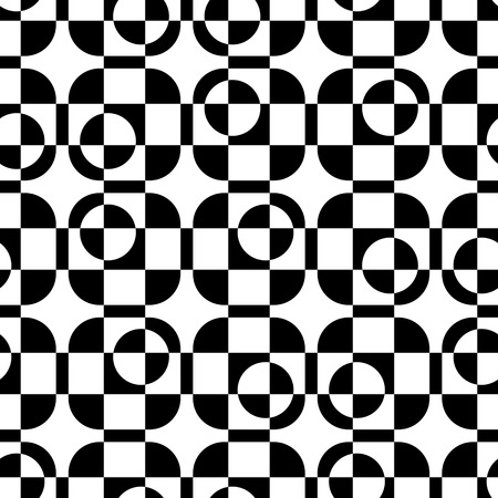 Seamless Circle and Square Pattern. Abstract Monochrome Background. Vector Regular Textureのイラスト素材