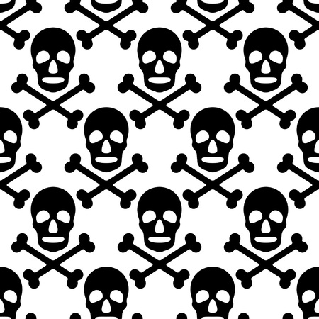Seamless Skull Pattern. Abstract Black and White Background. Vector Regular Textureのイラスト素材