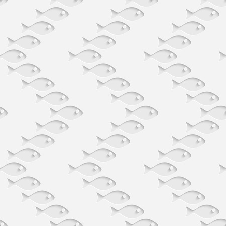 Seamless Fish Pattern. Vector Soft Background. Regular White Textureのイラスト素材
